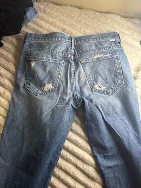 Mother Denim The Tomcat Distressed High-Waist Straight Leg Jeans - Medium Wash